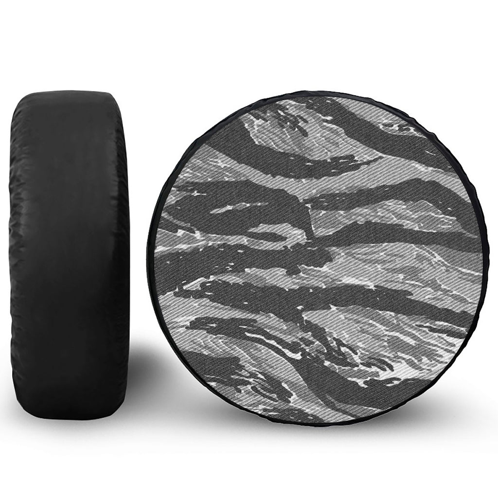 Grey Tiger Stripe Camouflage Print Tire Cover