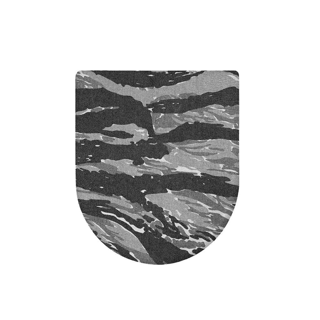 Grey Tiger Stripe Camouflage Print Toilet Lid Cover
