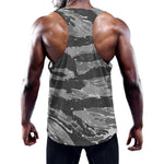 Grey Tiger Stripe Camouflage Print Training Tank Top