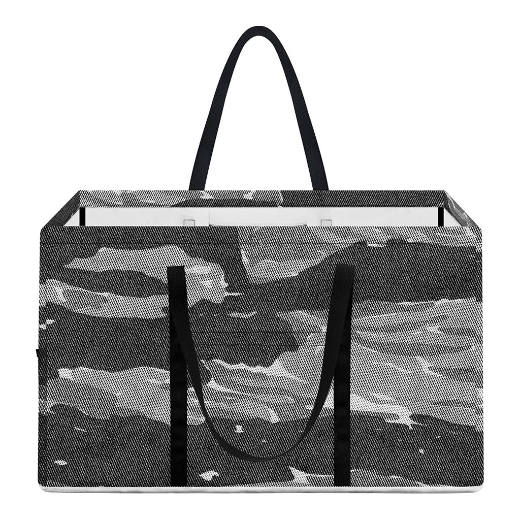 Grey Tiger Stripe Camouflage Print Utility Tote Bag