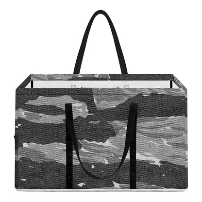 Grey Tiger Stripe Camouflage Print Utility Tote Bag