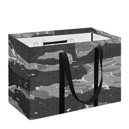 Grey Tiger Stripe Camouflage Print Utility Tote Bag