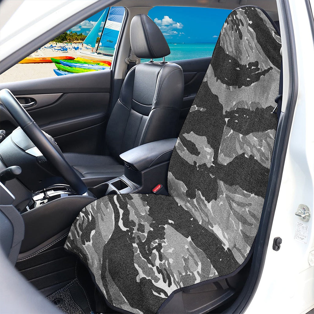 Grey Tiger Stripe Camouflage Print Waterproof Car Seat Cover