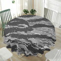 Grey Tiger Stripe Camouflage Print Waterproof Round Tablecloth