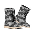 Grey Tiger Stripe Camouflage Print Winter Boots
