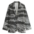 Grey Tiger Stripe Camouflage Print Women's Cotton Blazer