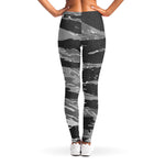 Grey Tiger Stripe Camouflage Print Women's Leggings