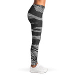 Grey Tiger Stripe Camouflage Print Women's Leggings