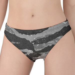 Grey Tiger Stripe Camouflage Print Women's Panties