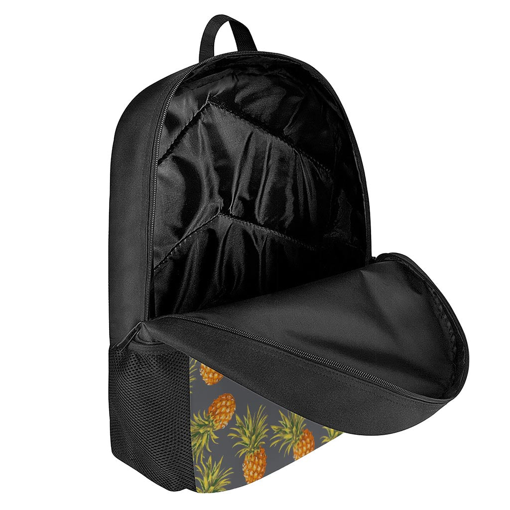 Grey Watercolor Pineapple Pattern Print 17 Inch Backpack