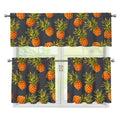 Grey Watercolor Pineapple Pattern Print 3 Piece Kitchen Curtains