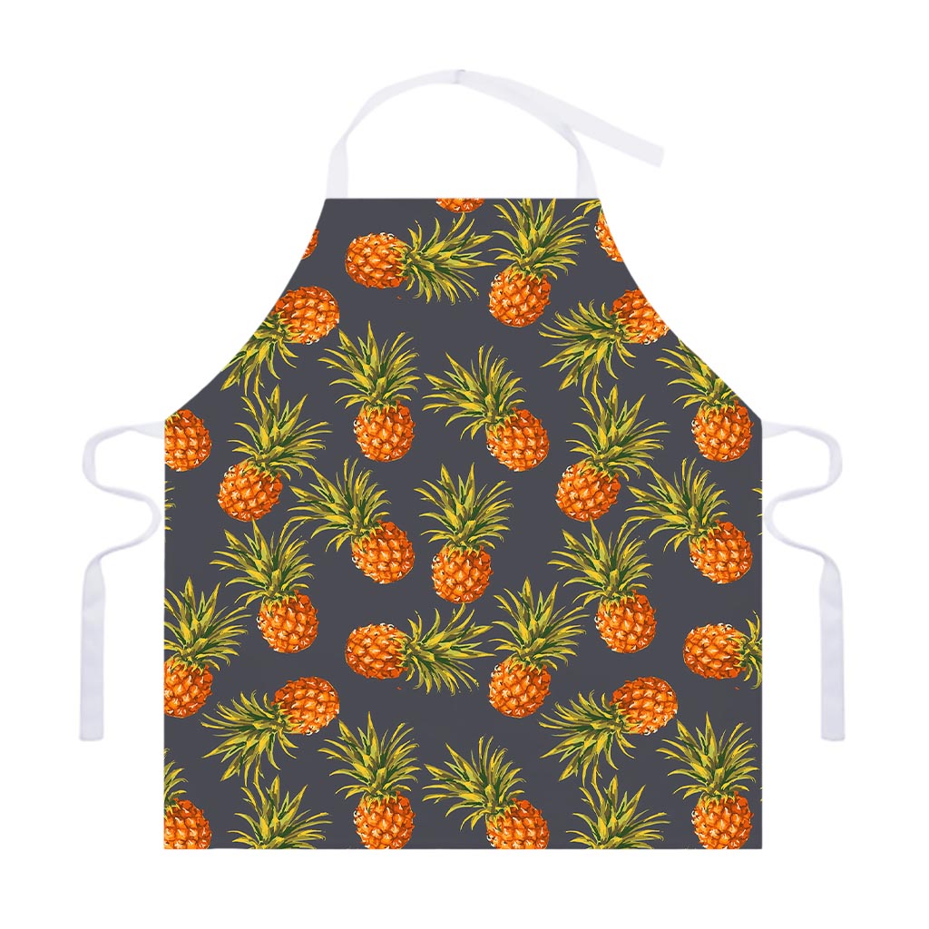 Grey Watercolor Pineapple Pattern Print Adjustable Apron
