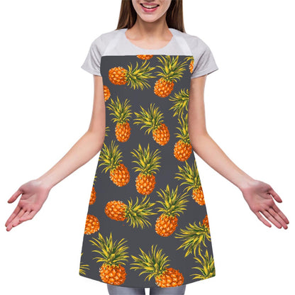 Grey Watercolor Pineapple Pattern Print Adjustable Apron