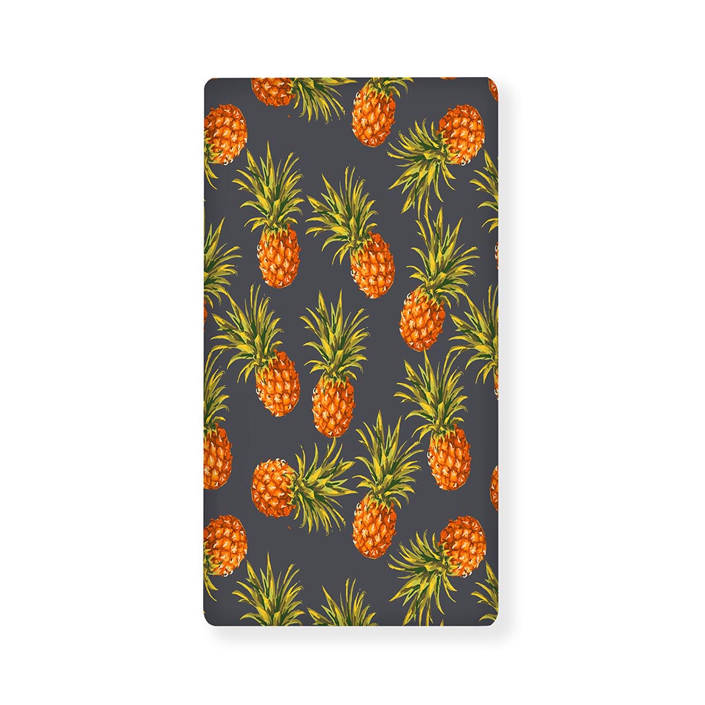 Grey Watercolor Pineapple Pattern Print Baby Crib Sheet