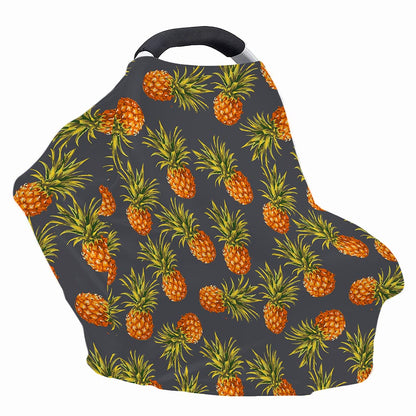 Grey Watercolor Pineapple Pattern Print Baby Seat Cover