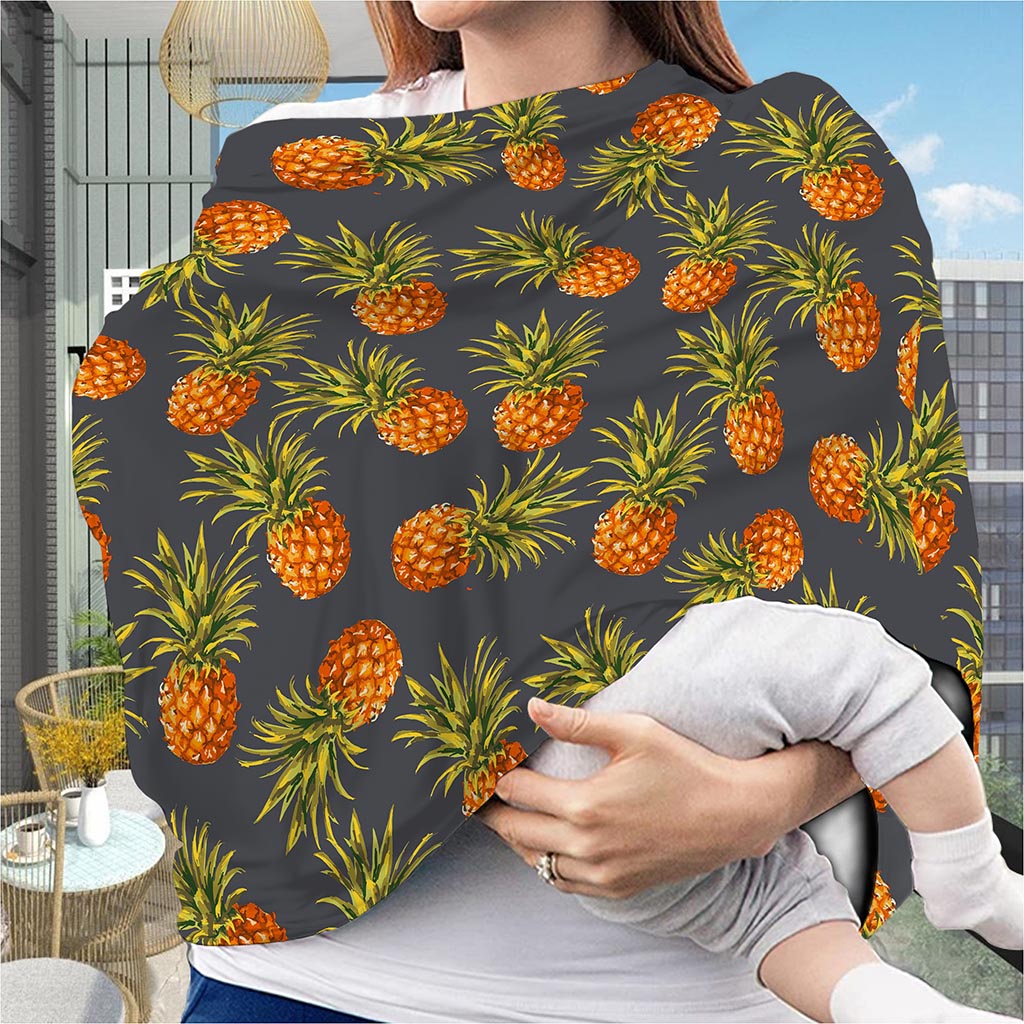 Grey Watercolor Pineapple Pattern Print Baby Seat Cover