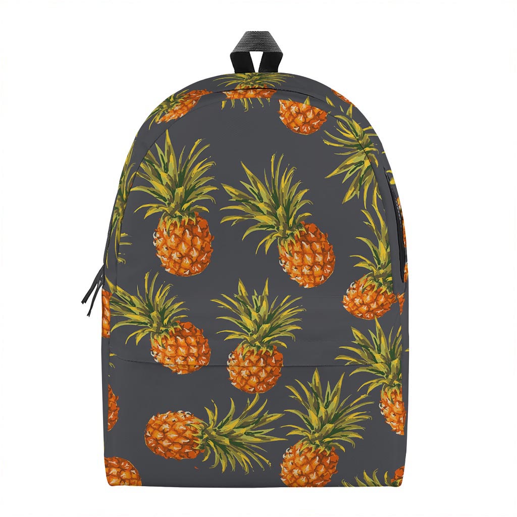 Grey Watercolor Pineapple Pattern Print Backpack