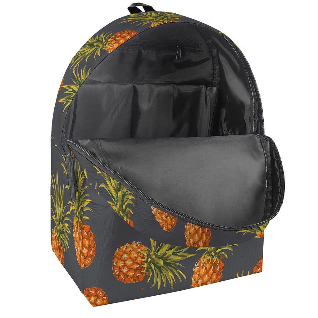 Grey Watercolor Pineapple Pattern Print Backpack