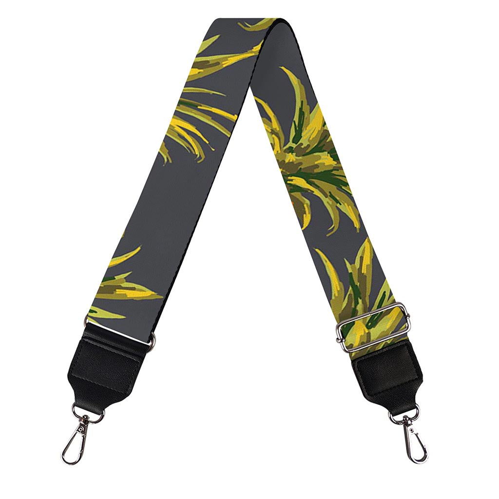 Grey Watercolor Pineapple Pattern Print Bag Strap