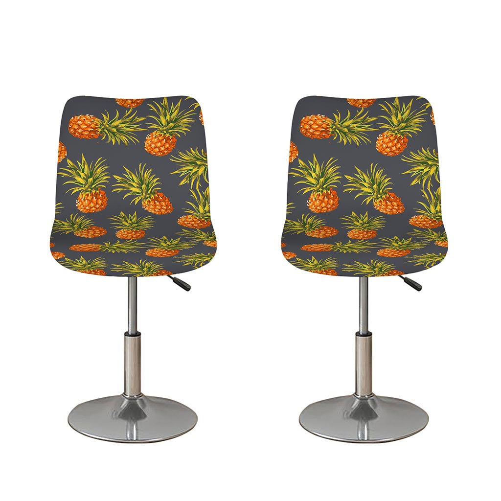 Grey Watercolor Pineapple Pattern Print Bar Stool Covers