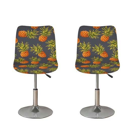 Grey Watercolor Pineapple Pattern Print Bar Stool Covers