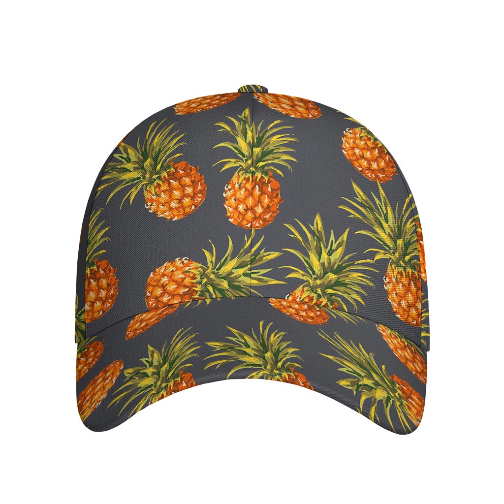 Grey Watercolor Pineapple Pattern Print Baseball Cap
