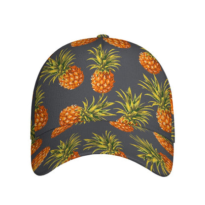 Grey Watercolor Pineapple Pattern Print Baseball Cap
