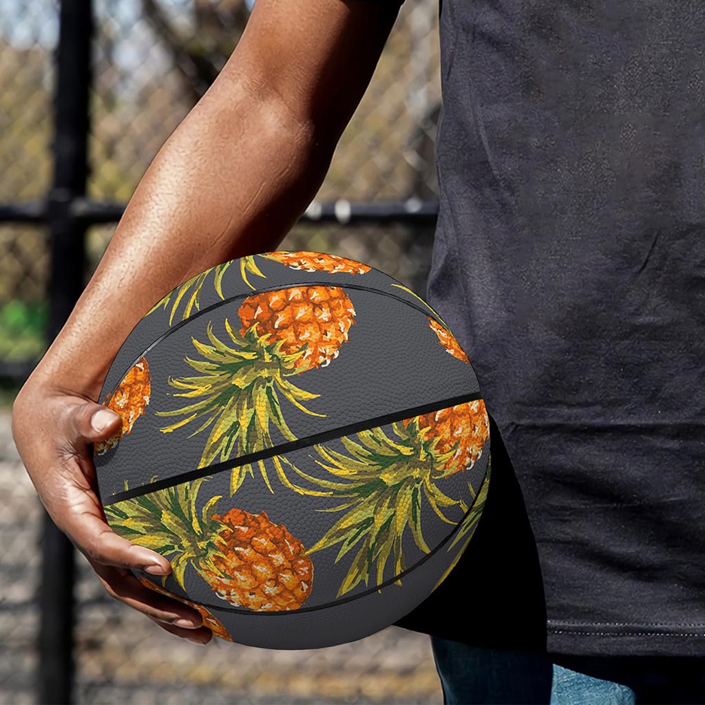 Grey Watercolor Pineapple Pattern Print Basketball