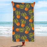 Grey Watercolor Pineapple Pattern Print Beach Towel