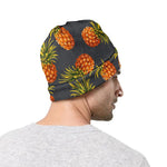 Grey Watercolor Pineapple Pattern Print Beanie