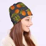 Grey Watercolor Pineapple Pattern Print Beanie