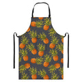 Grey Watercolor Pineapple Pattern Print Bib Apron With Pocket