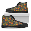 Grey Watercolor Pineapple Pattern Print Black High Top Sneakers