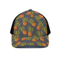 Grey Watercolor Pineapple Pattern Print Black Mesh Trucker Hat