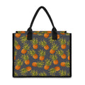 Grey Watercolor Pineapple Pattern Print Canvas Tote Bag