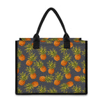 Grey Watercolor Pineapple Pattern Print Canvas Tote Bag