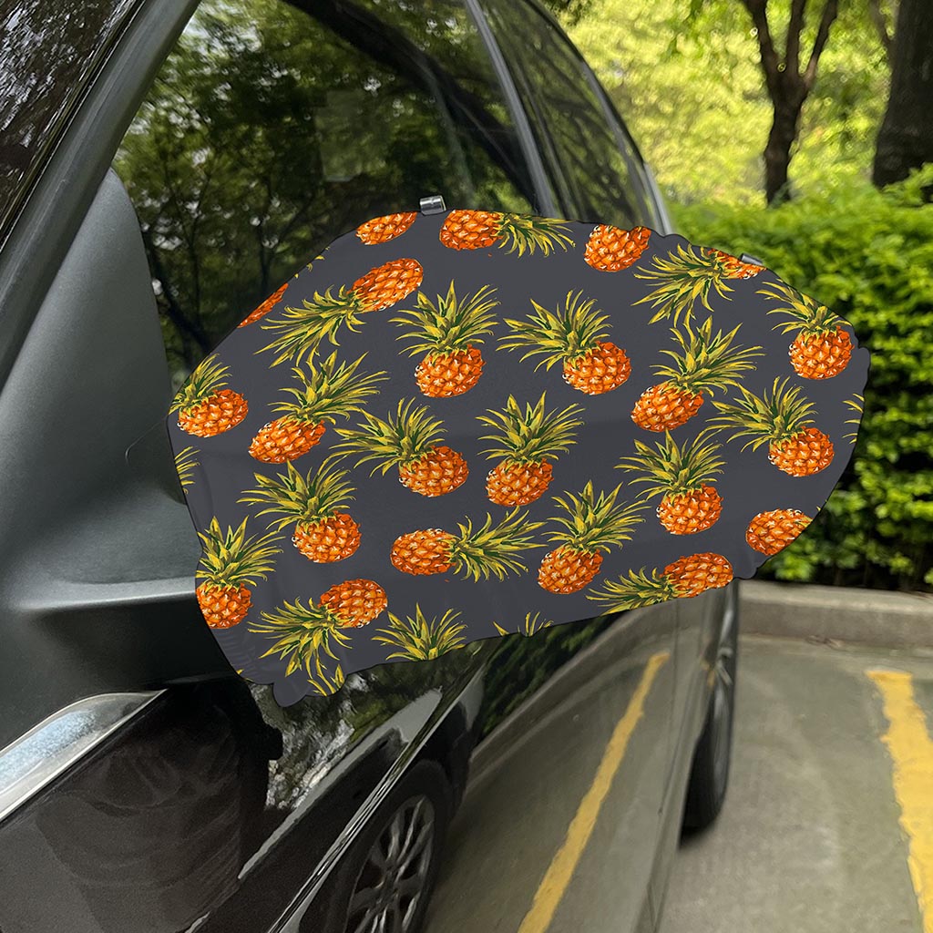 Grey Watercolor Pineapple Pattern Print Car Side Mirror Covers