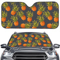 Grey Watercolor Pineapple Pattern Print Car Windshield Sun Shade