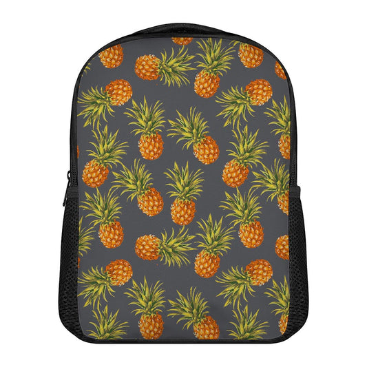 Grey Watercolor Pineapple Pattern Print Casual Backpack
