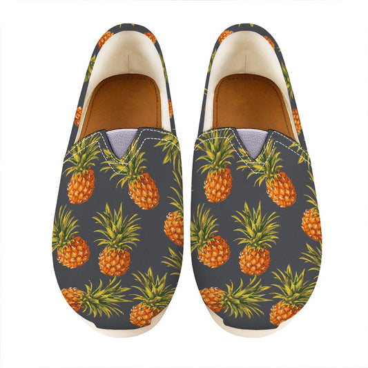Grey Watercolor Pineapple Pattern Print Casual Shoes