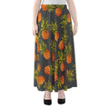 Grey Watercolor Pineapple Pattern Print Chiffon Maxi Skirt
