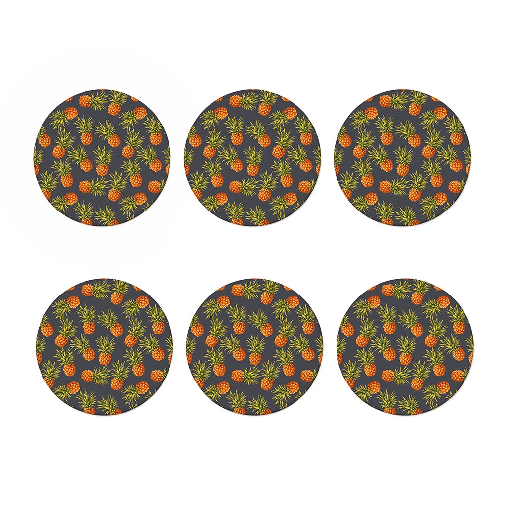 Grey Watercolor Pineapple Pattern Print Coaster Set