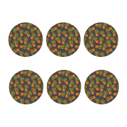 Grey Watercolor Pineapple Pattern Print Coaster Set