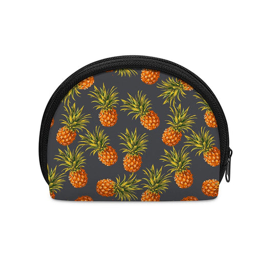 Grey Watercolor Pineapple Pattern Print Coin Purse