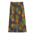 Grey Watercolor Pineapple Pattern Print Cotton Front Slit Maxi Skirt