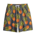 Grey Watercolor Pineapple Pattern Print Cotton Shorts