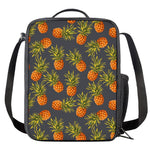 Grey Watercolor Pineapple Pattern Print Crossbody Lunch Bag