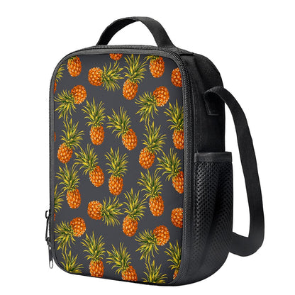 Grey Watercolor Pineapple Pattern Print Crossbody Lunch Bag