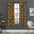 Grey Watercolor Pineapple Pattern Print Grommet Curtain Panels