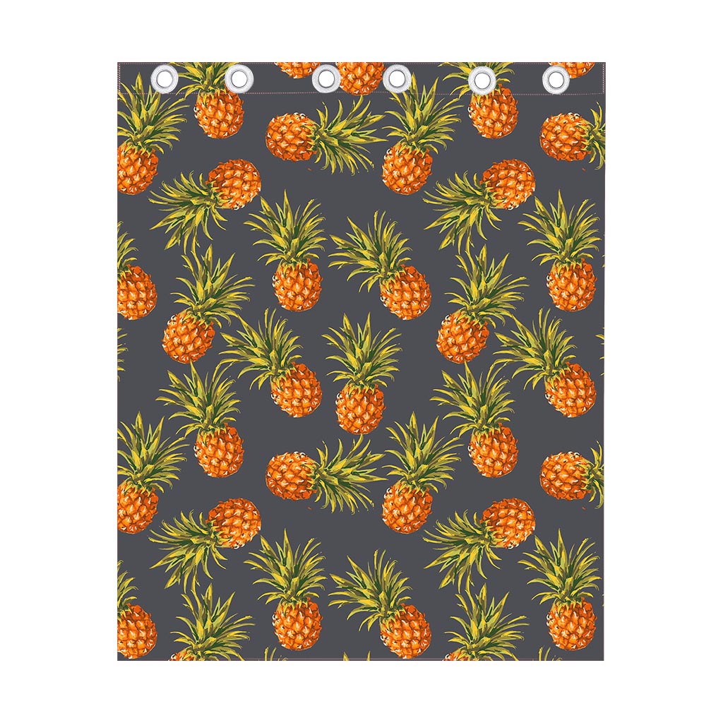 Grey Watercolor Pineapple Pattern Print Curtain
